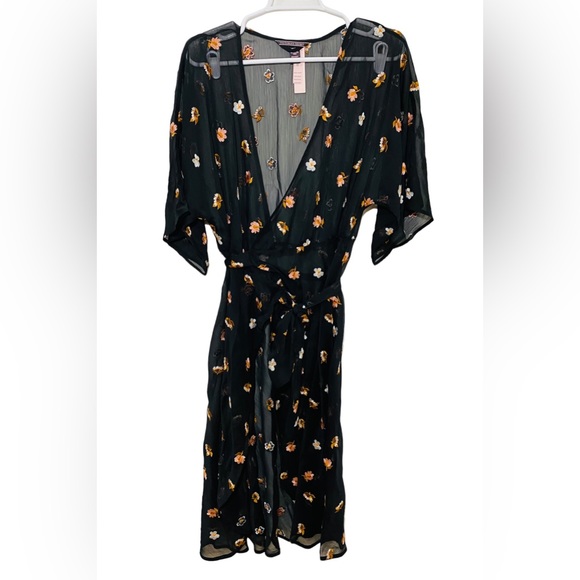 Victoria’s Secret Sheer beach pool Wrap Dress Cover Up Black XS/S - Picture 4 of 9